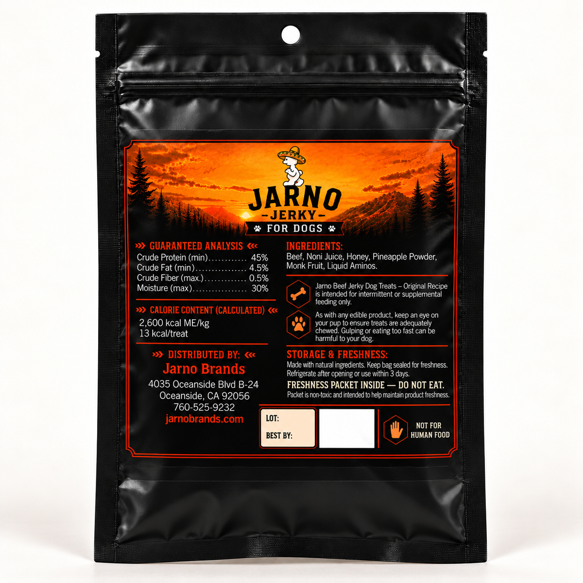 Dog Jerky 4 oz — back of package