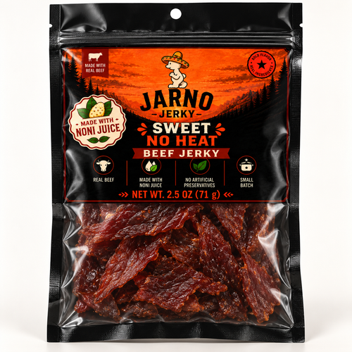 Sweet No Heat Beef Jerky 2.5 oz — front of package