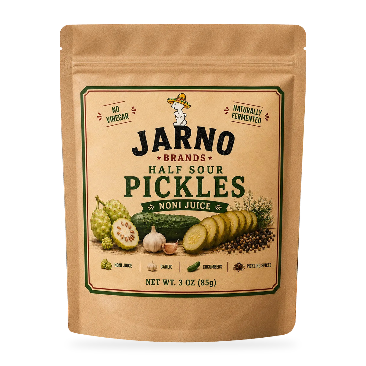 Jarno Brands Half Sour Pickles 3 oz bag